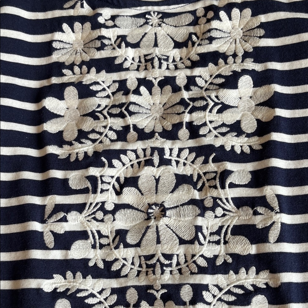Striped Floral Embroidered Blouse - Picture 3 of 6